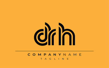 DRH Creative Unique Modern Letter Logo Design. Stylized logo featuring a unique letter design, presenting abstract minimalist aesthetics and modern appeal.