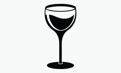 wine glass icon, tasting silhouette, drink vector symbol