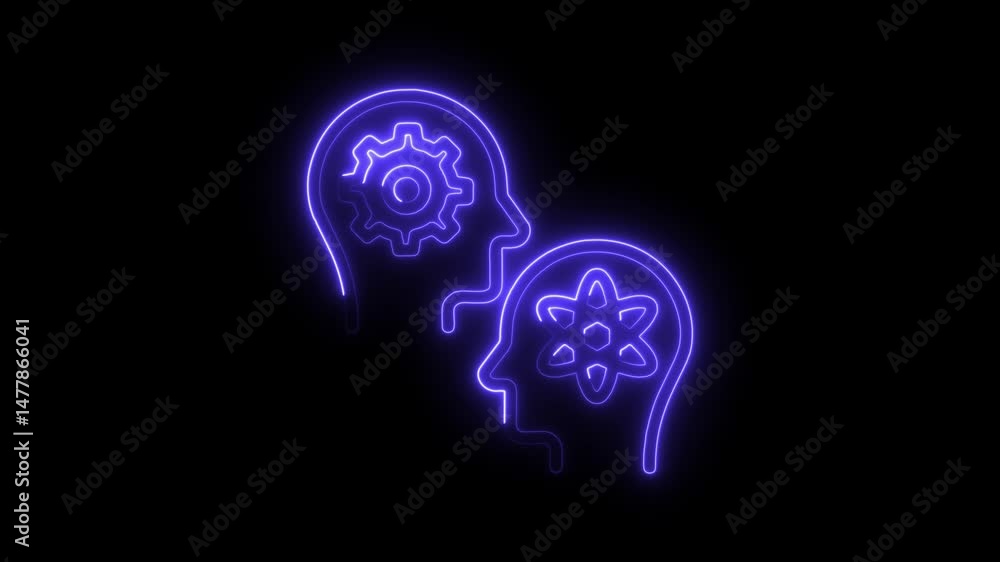 Aufkleber neon brainstorming concept creativity thinking science collaboration communication artificial intell