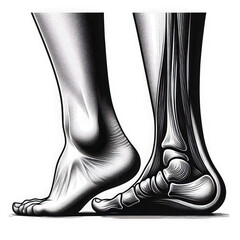 Detailed Anatomical Illustration of a Human Foot and Ankle
