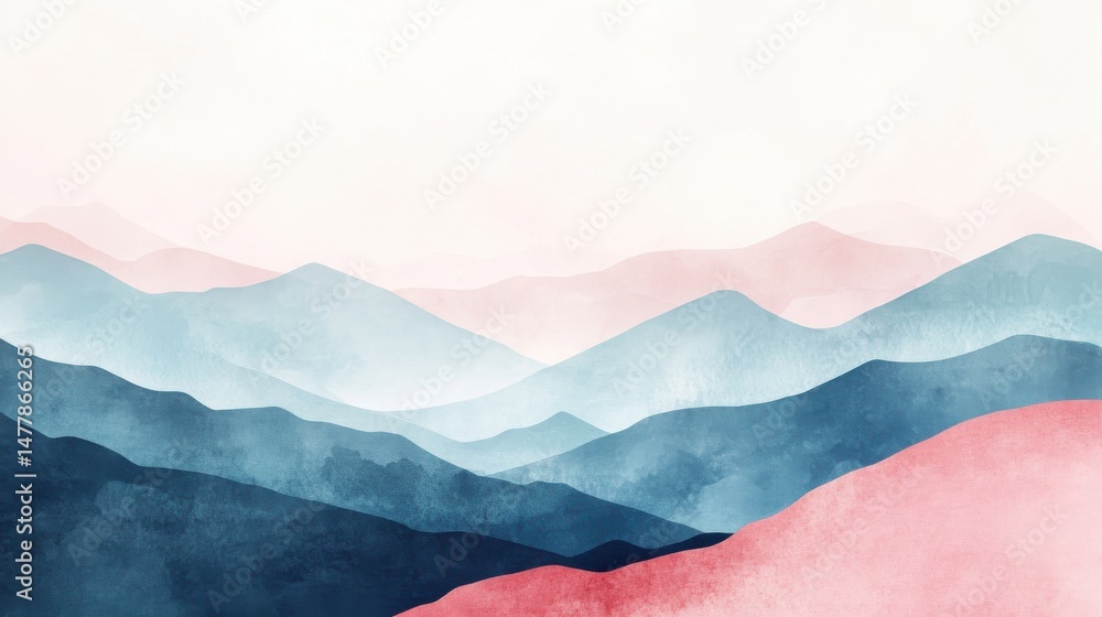 Aufkleber minimal abstract landscape background vector. mountain background with watercolor texture . vector a