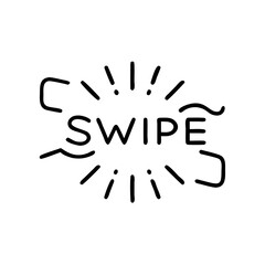Minimalistic swipe gesture icon with lines and bursts design  