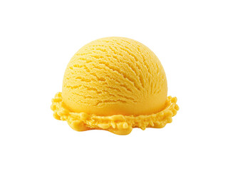 Mango ice cream scoop isolated on white background.