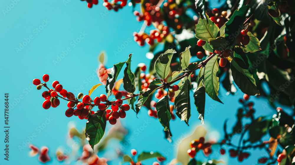 Poster tree with red berries on it