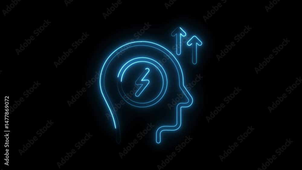 Poster creative thinking brainstorming icon with idea generation glowing with progress and innovation