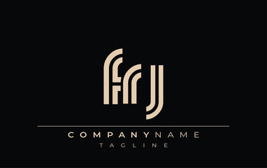 FRJ Creative Unique Modern Letter Logo Design. Stylized logo featuring a unique letter design, presenting abstract minimalist aesthetics and modern appeal.