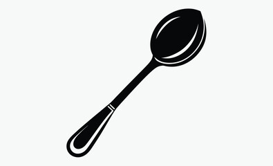 mixing spoon icon, kitchen utensil silhouette, cooking tool vector
