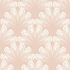 Trendy floral seamless pattern. Simple red and beige daisy. Spring flower template for packaging, postcards, textile printing, wallpaper. Hand drawn illustration isolated on white background