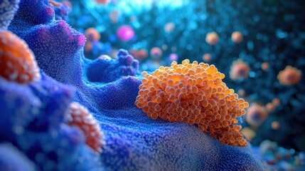 This Pluripotent stem cells are displayed in a vibrant blue environment, highlighting their potential.
