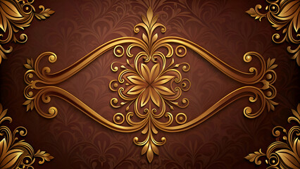 Ornate gold floral design on dark background.