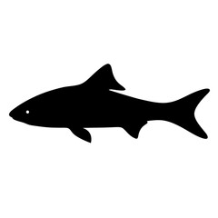 wolf fish vector silhouette icon - ideal for fishing logos, seafood icons, and aquatic-themed graphics.