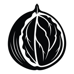 Stylized Cabbage Head Graphic Black and White Vegetable Illustration for Design Projects