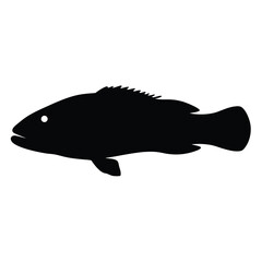 wrasse vector silhouette icon - ideal for fishing logos, seafood icons, and aquatic-themed graphics.