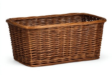 Obraz premium Rustic brown wicker basket, perfect for storage or display.