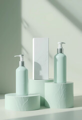 minimalistic cosmetic product mockup modern plastic bottles 