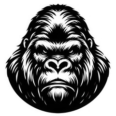 Intricate Monochrome Gorilla Head Graphic