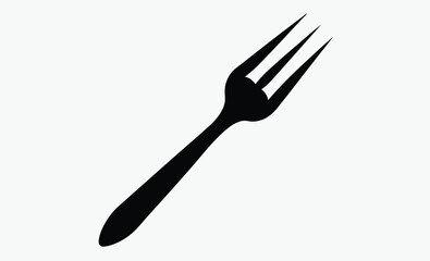 fork icon silhouette, dining utensil vector