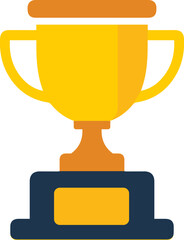 Gold Trophy Cup Flat Icon for Winner and Achievement