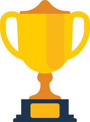 Gold Trophy Cup Flat Icon for Winner and Achievement
