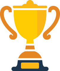 Gold Trophy Cup Flat Icon for Winner and Achievement