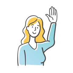 woman raising hand icon, woman raising hand vector illustration-simple illustration of woman raising hand, perfect for woman raising hand logos and icons