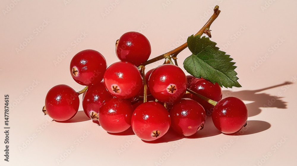 Poster fresh red berries on light background with soft shadow effect