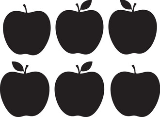 apple silhouette vector set, apple icon vector illustration