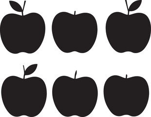 apple silhouette vector set, apple icon vector illustration