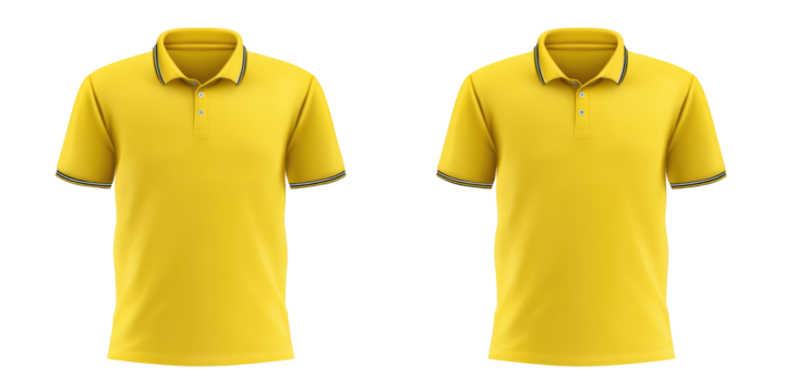 Yellow Blank Polo Shirt Template From Two  isolated on a transparent background