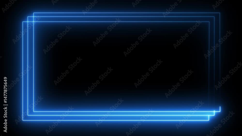 Aufkleber glowing neon square rectangle picture frame animated icon . abstract glowing neon rectangle border f