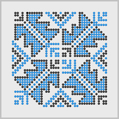 Center element of traditional decorative ornament from southern Ukraine seamless pattern in blue and black