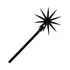 Magic wand with star silhouette on white background