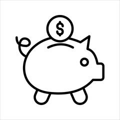 Piggy bank Icon. Symbol isolated white background. vector illustration. color editable.