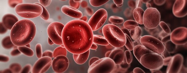 Close-up of red blood cells in motion, depicting their fascinating structure and vibrant color.
