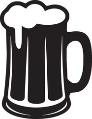 Beer Mug Silhouette Vector | Classic Black Vector Art Illustration
