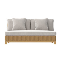 Outdoor Rattan Sofa Front View Isolated.