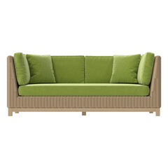 Outdoor Rattan Sofa Front View Isolated.