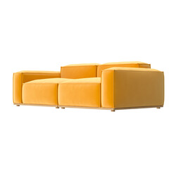 Modern Upholstered Fabric Sofa Angled View Isolated.