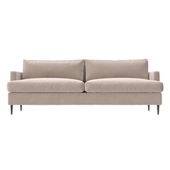 fabric sofa front view isolated.