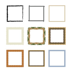 Collection of Decorative Square Borders with Various Styles and Textures White Background 