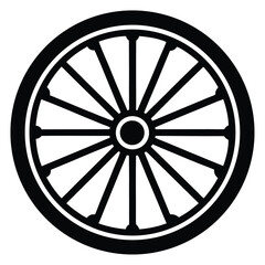 Fototapeta premium Black and White Illustration of Wheel with Spokes Radiating from Central Hub