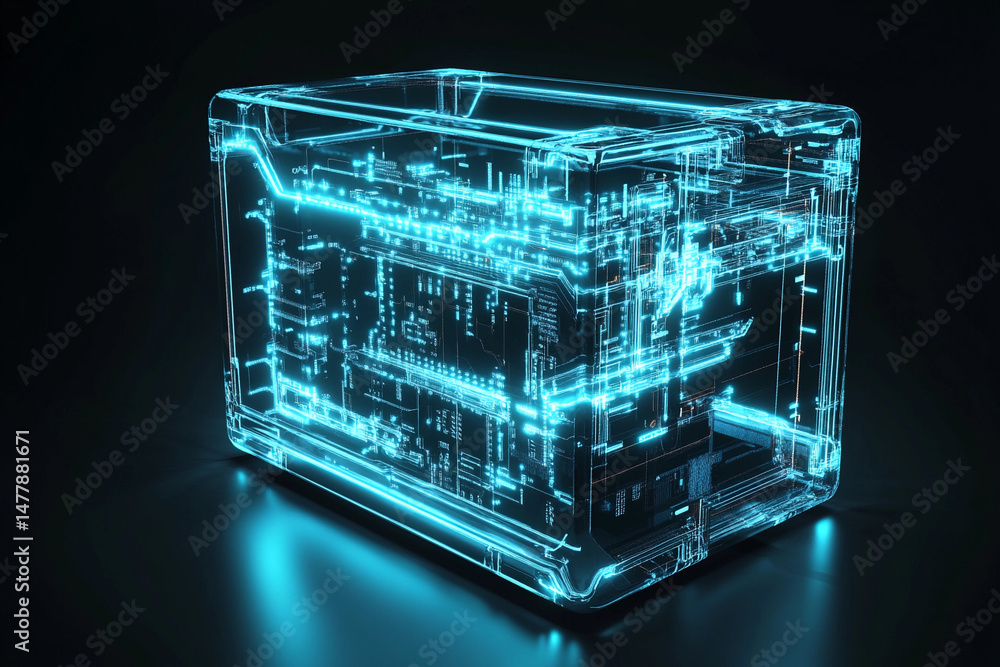 Poster Futuristic tech core with a transparent design for advanced systems Generative AI