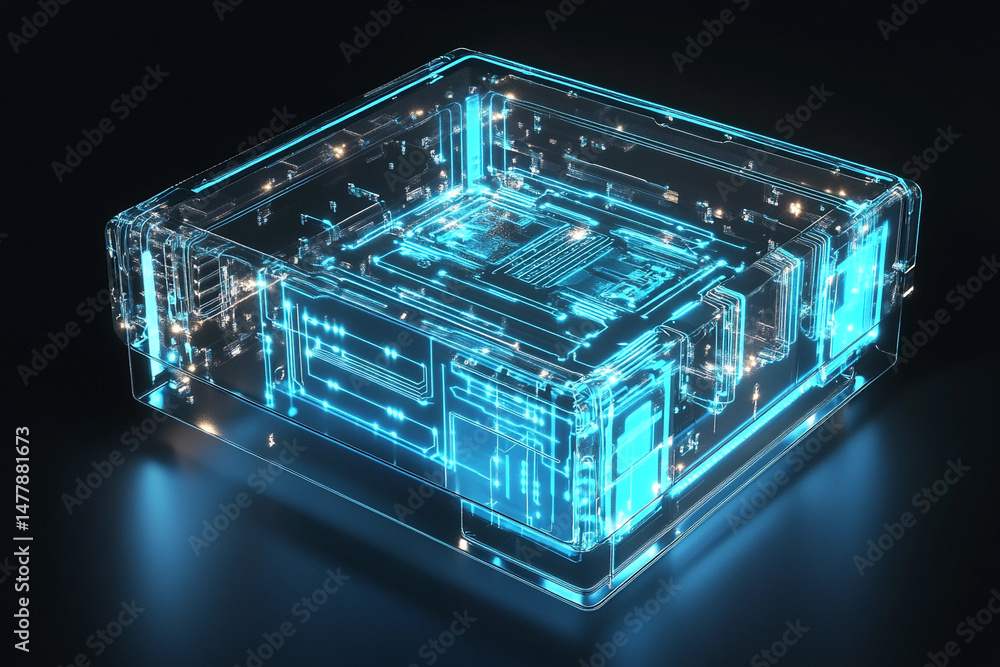 Aufkleber Transparent futuristic tech core with glowing elements Generative AI