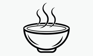 soup bowl icon, hot lunch symbol