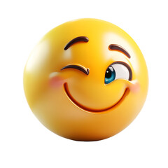 3d of a winking emoji smiling