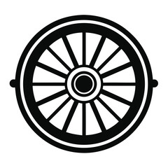 Fototapeta premium Black & White Wheel Icon Antique Cartwheel Design with Spokes Illustration