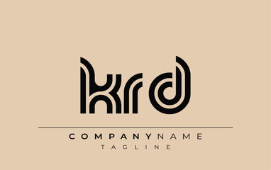 KRD Creative Unique Modern Letter Logo Design. Stylized logo featuring a unique letter design, presenting abstract minimalist aesthetics and modern appeal.