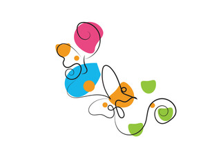 Abstract Colorful Butterfly Design with Continuous Line Art and Organic Shapes