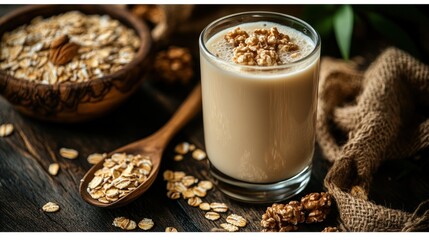 Oatmeal smoothie with walnuts