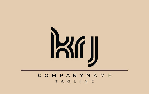 KRJ Creative Unique Modern Letter Logo Design. Stylized logo featuring a unique letter design, presenting abstract minimalist aesthetics and modern appeal.
